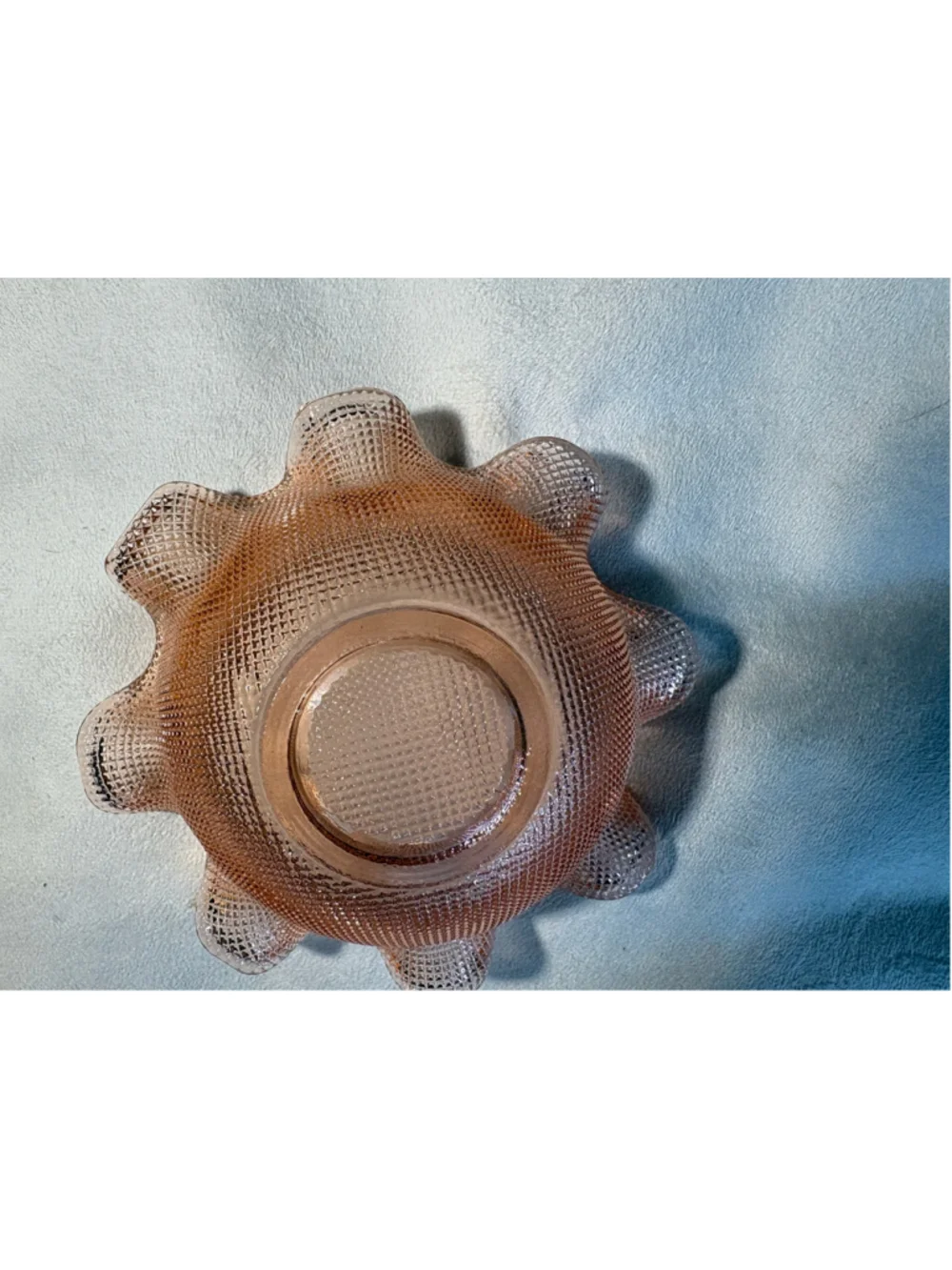 1960s Italian Colony Waffle pink Ruffled Dessert Bowl & Plate Set - set of 2